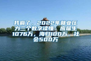 我麻了，2022年就业压力三个数字读懂：应届生1076万，海归100万，社会500万