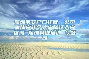 深圳宝安户口托管，公司集体户转个人户随迁入户咨询 深圳其他培训 今题网