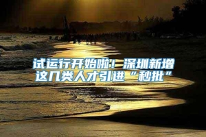 试运行开始啦！深圳新增这几类人才引进“秒批”