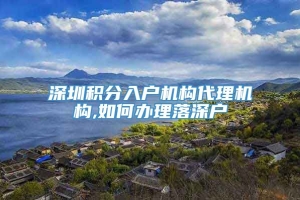 深圳积分入户机构代理机构,如何办理落深户