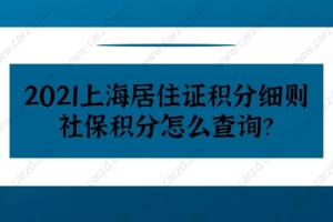 2021上海居住证积分细则,社保积分怎么查询？