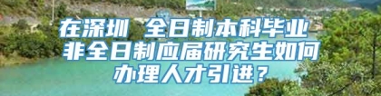 在深圳 全日制本科毕业 非全日制应届研究生如何办理人才引进？