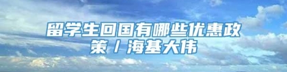 留学生回国有哪些优惠政策／海基大伟