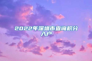 2022年深圳市查询积分入户