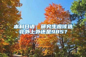 本科日语，研究生应该选北外上外还是985？