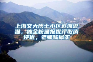 上海交大博士小区逗流浪猫，被全校通报批评取消评优，老师称属实