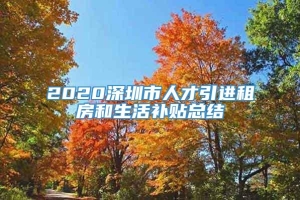 2020深圳市人才引进租房和生活补贴总结