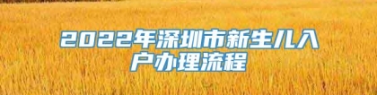 2022年深圳市新生儿入户办理流程