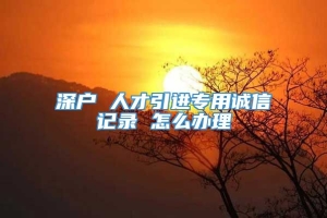 深户 人才引进专用诚信记录 怎么办理