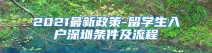 2021最新政策-留学生入户深圳条件及流程