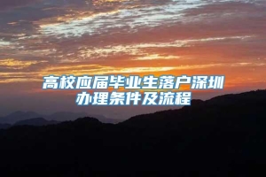 高校应届毕业生落户深圳办理条件及流程