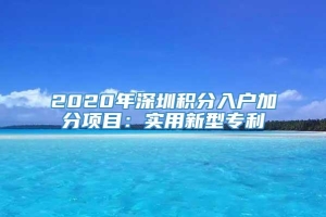 2020年深圳积分入户加分项目：实用新型专利