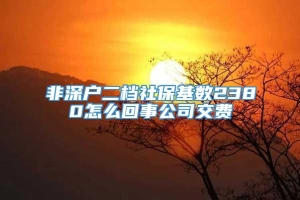 非深户二档社保基数2380怎么回事公司交费