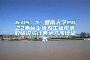 6.05：1！暨南大学2022年硕士研究生报考录取情况统计表进入阅读模式