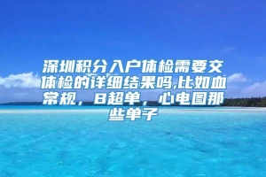 深圳积分入户体检需要交体检的详细结果吗,比如血常规，B超单，心电图那些单子