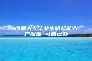 应届大专毕业生明起能入户深圳 可自己办