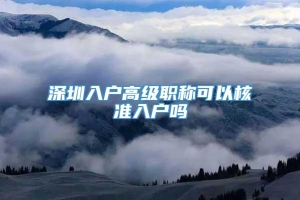 深圳入户高级职称可以核准入户吗