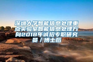 深圳大学智能信息处理重点实验室智能信息处理方向2018年诚招专职研究员／博士后