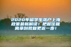 2020年留学生落户上海政策最新解读！把握住就离拿到批复更近一步！