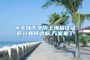 大专以下学历上海居住证积分如何达标,方案来了