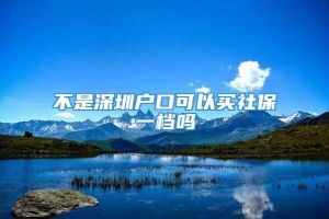 不是深圳户口可以买社保一档吗