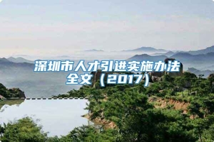 深圳市人才引进实施办法全文（2017）