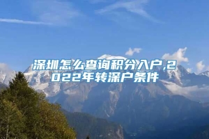 深圳怎么查询积分入户,2022年转深户条件