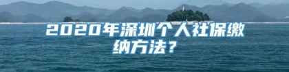 2020年深圳个人社保缴纳方法？