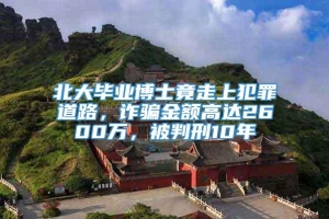 北大毕业博士竟走上犯罪道路，诈骗金额高达2600万，被判刑10年