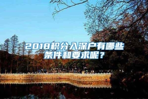 2018积分入深户有哪些条件和要求呢？