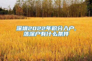 深圳2022年积分入户,落深户有什么条件