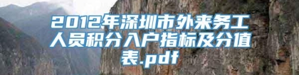 2012年深圳市外来务工人员积分入户指标及分值表.pdf