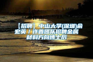 【招聘】中山大学(深圳)俞宏英／许鑫团队招聘金属材料方向博士后