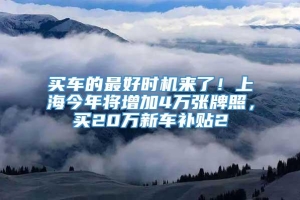 买车的最好时机来了！上海今年将增加4万张牌照，买20万新车补贴2