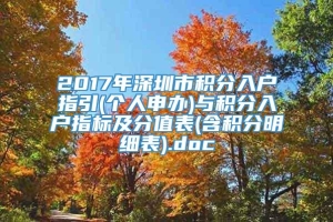 2017年深圳市积分入户指引(个人申办)与积分入户指标及分值表(含积分明细表).doc