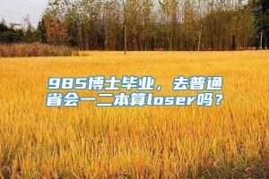 985博士毕业，去普通省会一二本算loser吗？