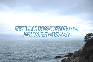 深圳市计划今年引进180名海外高层次人才