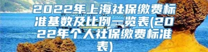 2022年上海社保缴费标准基数及比例一览表(2022年个人社保缴费标准表)