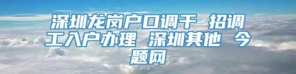 深圳龙岗户口调干 招调工入户办理 深圳其他 今题网