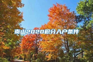 南山2020积分入户条件