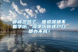 都被忽悠了，谁说深圳不看学历，没学历你连户口都办不成！