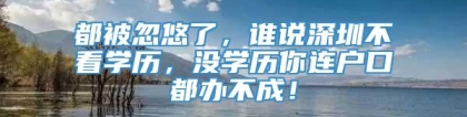 都被忽悠了，谁说深圳不看学历，没学历你连户口都办不成！