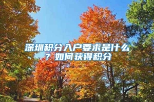 深圳积分入户要求是什么？如何获得积分