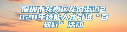 深圳市龙岗区龙城街道2020年技能人才引进“百校行”活动