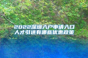 2022深圳入户申请入口人才引进有哪些优惠政策