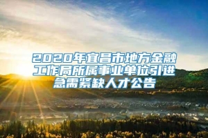 2020年宜昌市地方金融工作局所属事业单位引进急需紧缺人才公告