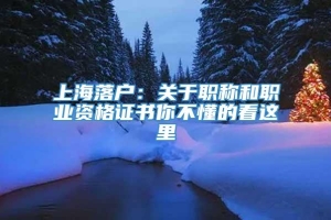 上海落户：关于职称和职业资格证书你不懂的看这里