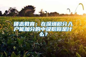 硕志教育：在深圳积分入户能加分的中级职称是什么？