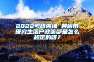 2022考研咨询 各省市研究生落户政策都是怎么规定的呀？