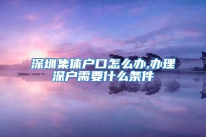 深圳集体户口怎么办,办理深户需要什么条件